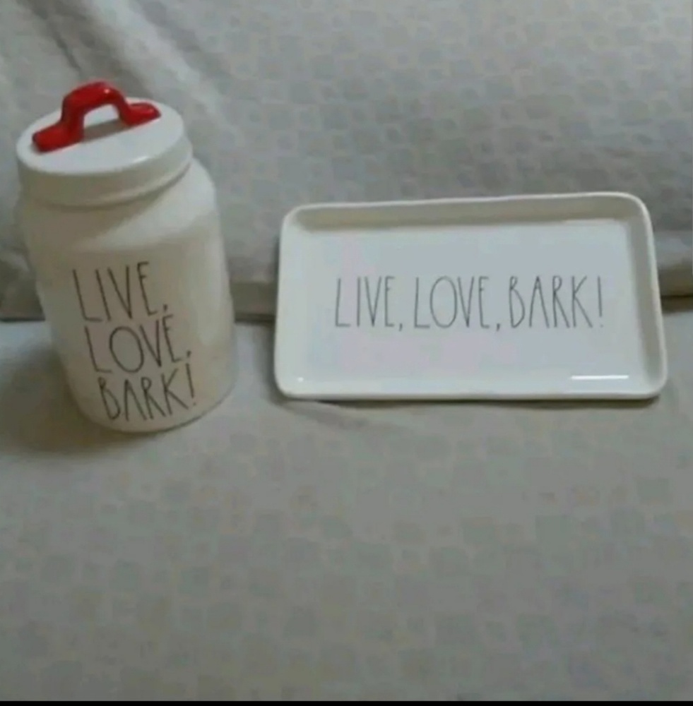 NWT Rae Dunn Live, Love, Bark! Set